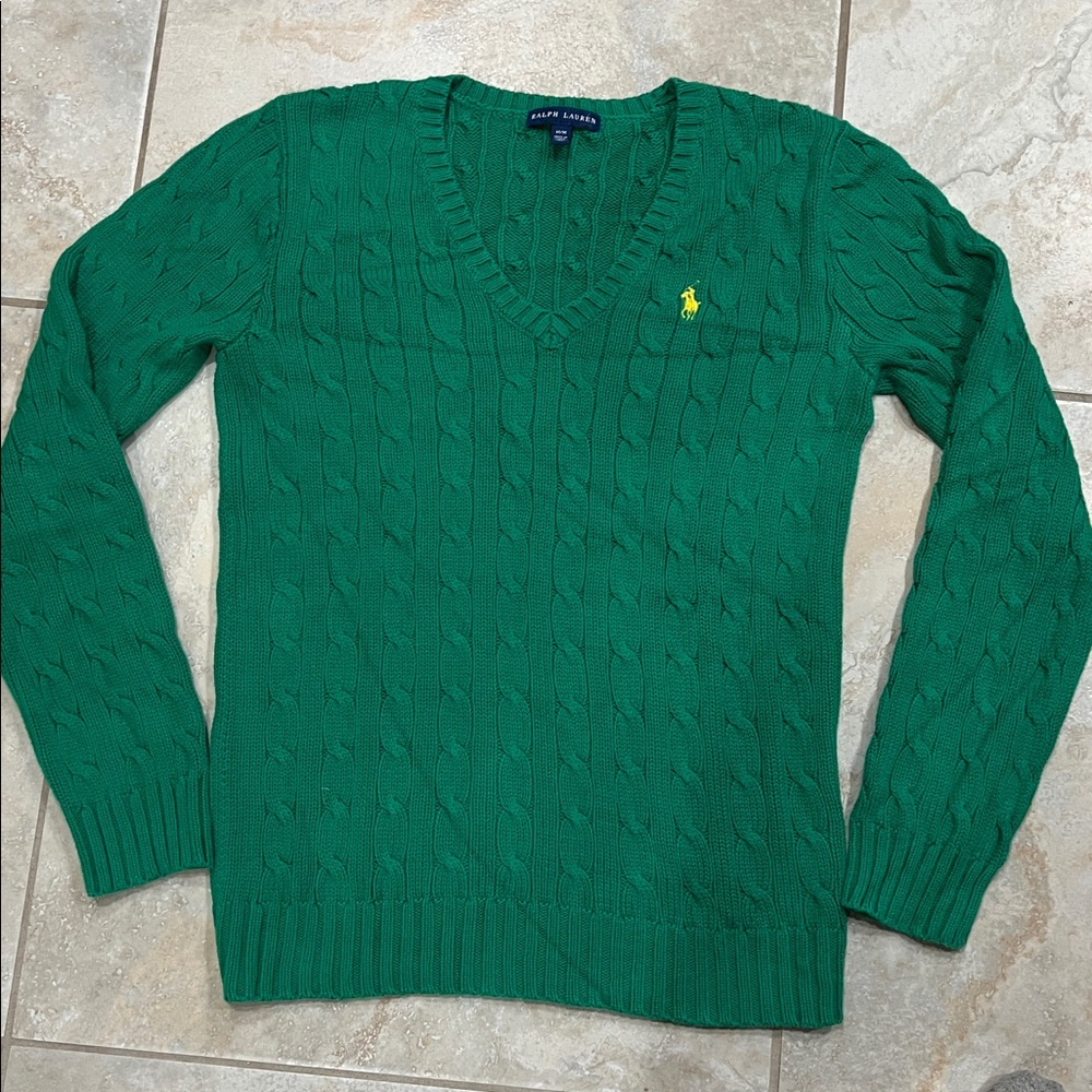 Ralph Lauren Green V-Neck Sweater - Picture 2 of 10